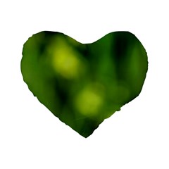 Green Vibrant Abstract No3 Standard 16  Premium Heart Shape Cushions by DimitriosArt