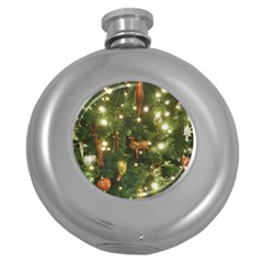 Christmas Tree Decoration Photo Round Hip Flask (5 Oz) by dflcprintsclothing