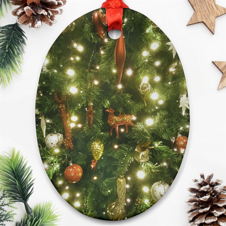 Christmas Tree Decoration Photo Oval Ornament (Two Sides)