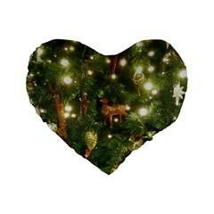 Christmas Tree Decoration Photo Standard 16  Premium Flano Heart Shape Cushions by dflcprintsclothing