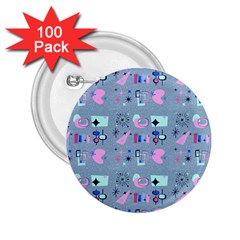 50s Diner Print Blue 2 25  Buttons (100 Pack)  by NerdySparkleGoth