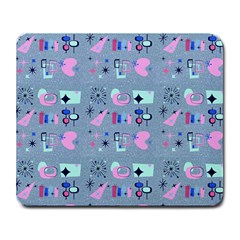 50s Diner Print Blue Large Mousepads by NerdySparkleGoth