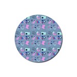 50s Diner Print Blue Rubber Coaster (Round) Front