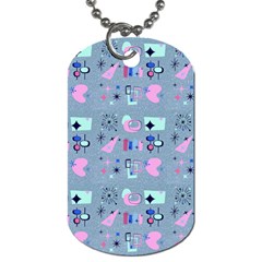 50s Diner Print Blue Dog Tag (two Sides) by NerdySparkleGoth