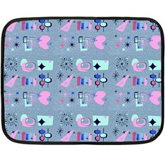 50s Diner Print Blue Double Sided Fleece Blanket (mini)  by NerdySparkleGoth