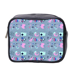 50s Diner Print Blue Mini Toiletries Bag (two Sides) by NerdySparkleGoth