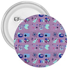 50s Diner Print Pink 3  Buttons by NerdySparkleGoth