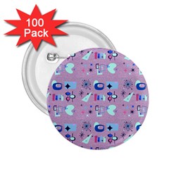 50s Diner Print Pink 2 25  Buttons (100 Pack)  by NerdySparkleGoth