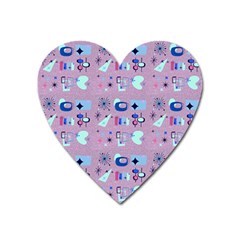 50s Diner Print Pink Heart Magnet by NerdySparkleGoth