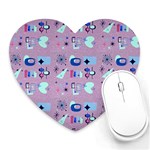 50s Diner Print Pink Heart Mousepads Front