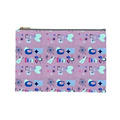 50s Diner Print Pink Cosmetic Bag (large) by NerdySparkleGoth