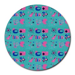 50s Diner Print Mint Green Round Mousepads by NerdySparkleGoth