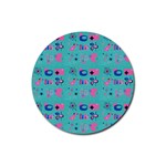 50s Diner Print Mint Green Rubber Coaster (Round) Front