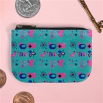 50s Diner Print Mint Green Mini Coin Purse Front