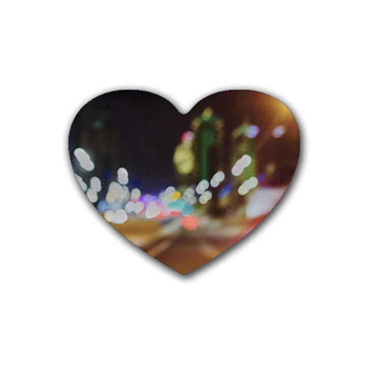 City Lights Series No4 Rubber Heart Coaster (4 pack)