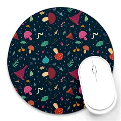 Bright Mushrooms Round Mousepads by SychEva