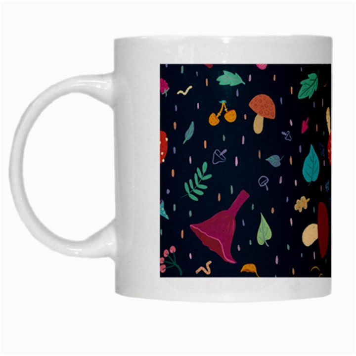 Bright Mushrooms White Mugs