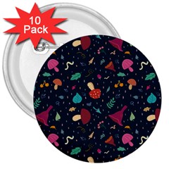 Bright Mushrooms 3  Buttons (10 Pack)  by SychEva