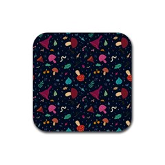 Bright Mushrooms Rubber Coaster (square) by SychEva