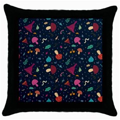 Bright Mushrooms Throw Pillow Case (black) by SychEva