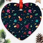 Bright Mushrooms Heart Ornament (Two Sides) Front