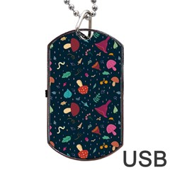 Bright Mushrooms Dog Tag Usb Flash (two Sides) by SychEva