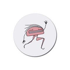 Alien Dancing Girl Drawing Rubber Coaster (Round)