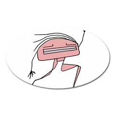 Alien Dancing Girl Drawing Oval Magnet