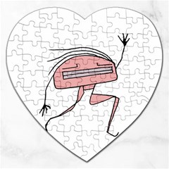 Alien Dancing Girl Drawing Jigsaw Puzzle (heart) by dflcprintsclothing