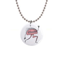 Alien Dancing Girl Drawing 1  Button Necklace