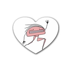 Alien Dancing Girl Drawing Rubber Coaster (Heart)