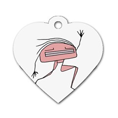 Alien Dancing Girl Drawing Dog Tag Heart (One Side)