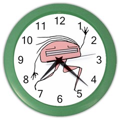 Alien Dancing Girl Drawing Color Wall Clock