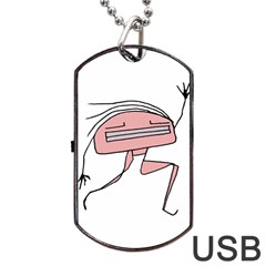 Alien Dancing Girl Drawing Dog Tag USB Flash (One Side)