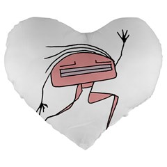 Alien Dancing Girl Drawing Large 19  Premium Heart Shape Cushions