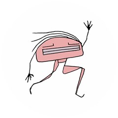 Alien Dancing Girl Drawing Wooden Puzzle Round