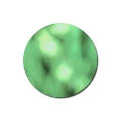 Green Vibrant Abstract No4 Rubber Coaster (Round)