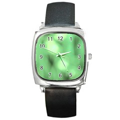 Green Vibrant Abstract No4 Square Metal Watch