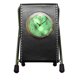 Green Vibrant Abstract No4 Pen Holder Desk Clock by DimitriosArt