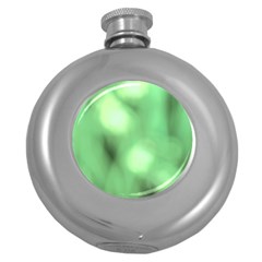 Green Vibrant Abstract No4 Round Hip Flask (5 oz)