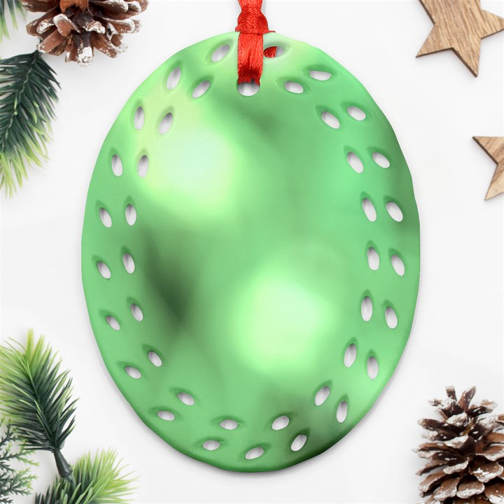 Green Vibrant Abstract No4 Oval Filigree Ornament (Two Sides)