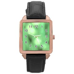 Green Vibrant Abstract No4 Rose Gold Leather Watch 