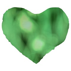 Green Vibrant Abstract No4 Large 19  Premium Flano Heart Shape Cushions