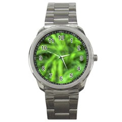 Green Abstract Stars Sport Metal Watch by DimitriosArt