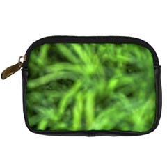 Green Abstract Stars Digital Camera Leather Case by DimitriosArt