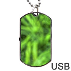 Green Abstract Stars Dog Tag Usb Flash (two Sides) by DimitriosArt