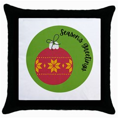 Seasons Greeting Christmas Ornament  Throw Pillow Case (black)