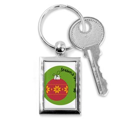 Seasons Greeting Christmas Ornament  Key Chain (rectangle) by mountainmushroomfamily