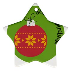 Seasons Greeting Christmas Ornament  Star Ornament (two Sides) by mountainmushroomfamily