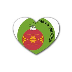 Seasons Greeting Christmas Ornament  Rubber Heart Coaster (4 Pack) by mountainmushroomfamily